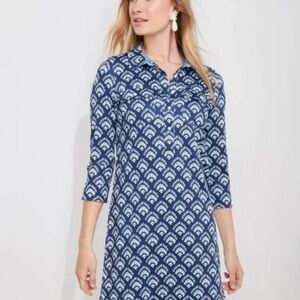 Vineyard Vines Blue White Print Shirt Dress